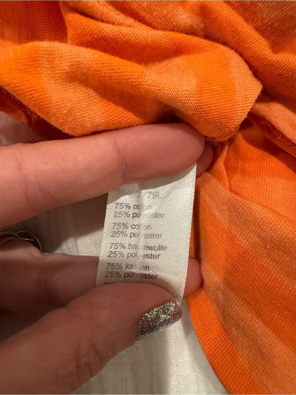 Lacoste Men's V-Neck Striped Tee Coral Orange XL 6 - Picture 6 of 6